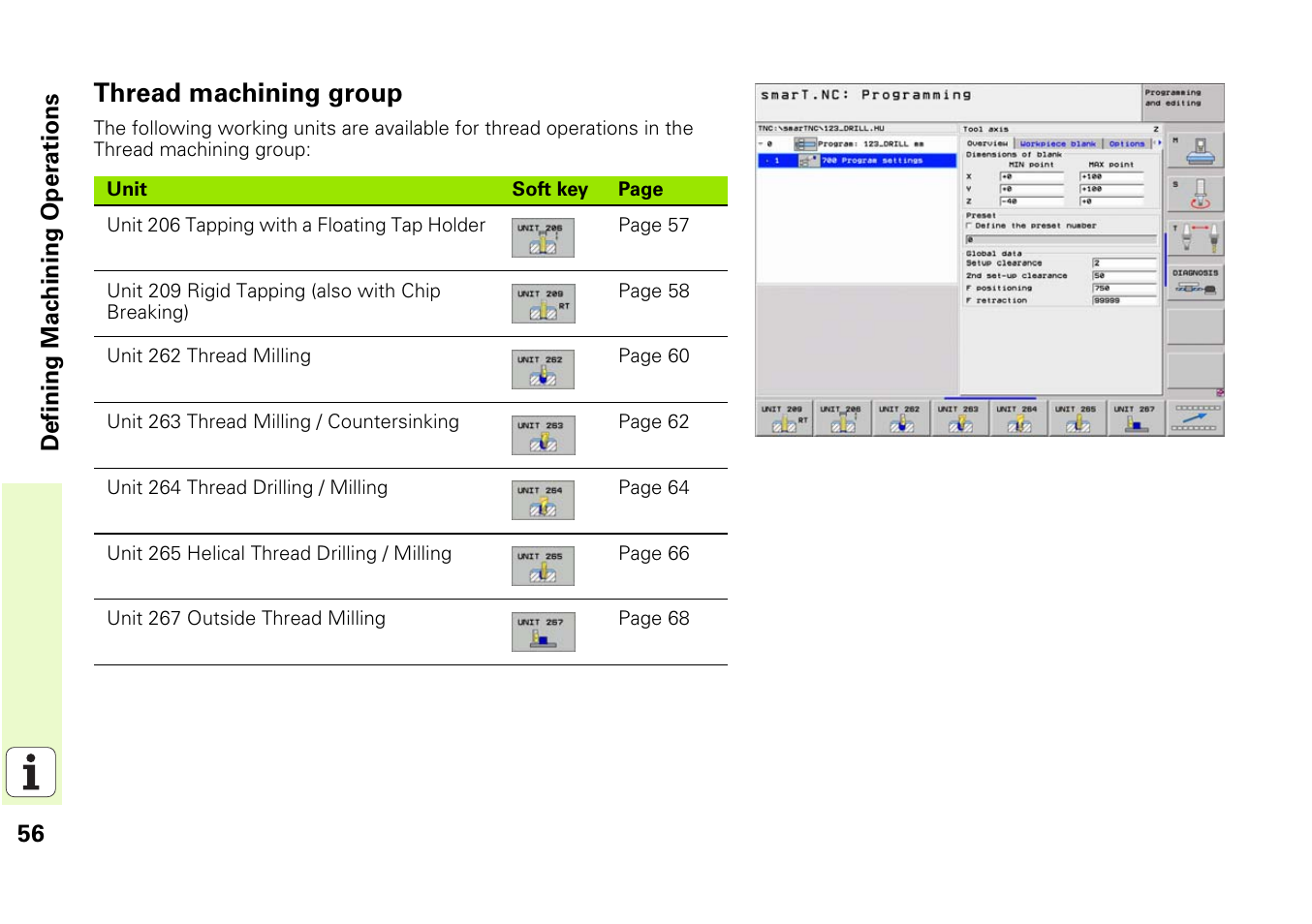 Thread machining group | HEIDENHAIN iTNC 530 (340 49x-03) smarT.NC Pilot User Manual | Page 56 / 171