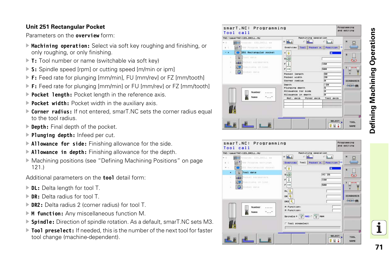 71 d e fining machining o p erations | HEIDENHAIN iTNC 530 (340 49x-03) smarT.NC Pilot User Manual | Page 71 / 171