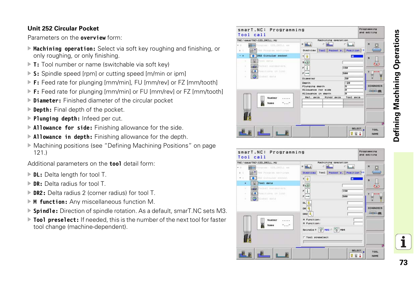 73 d e fining machining o p erations | HEIDENHAIN iTNC 530 (340 49x-03) smarT.NC Pilot User Manual | Page 73 / 171