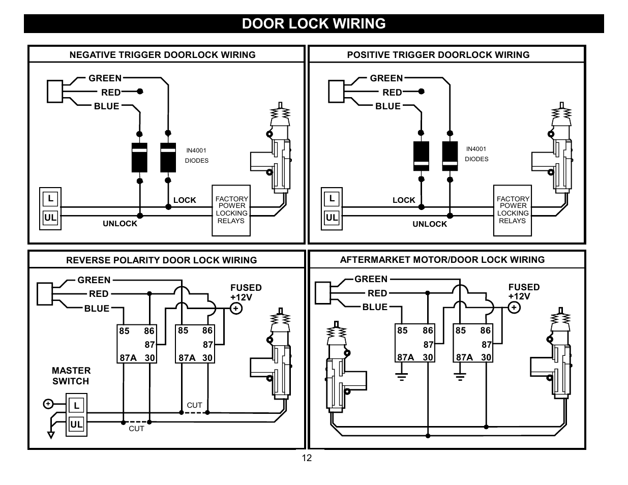 Door lock wiring | Crimestopper Security Products CS-2011RS SERIES IV User Manual | Page 12 / 28