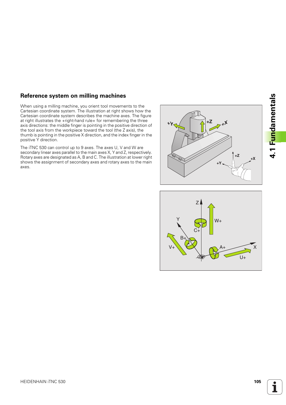 Reference system on milling machines, 1 f u ndam e n tals | HEIDENHAIN iTNC 530 (340 49x-03) ISO programming User Manual | Page 105 / 675