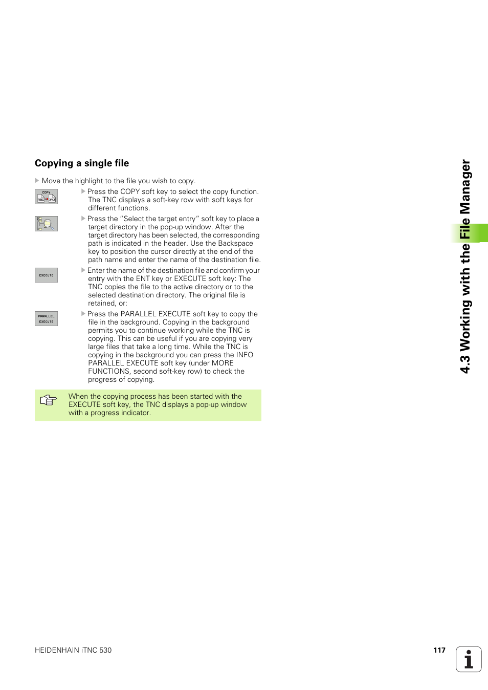 Copying a single file, 3 w o rking with the file manag er | HEIDENHAIN iTNC 530 (340 49x-03) ISO programming User Manual | Page 117 / 675