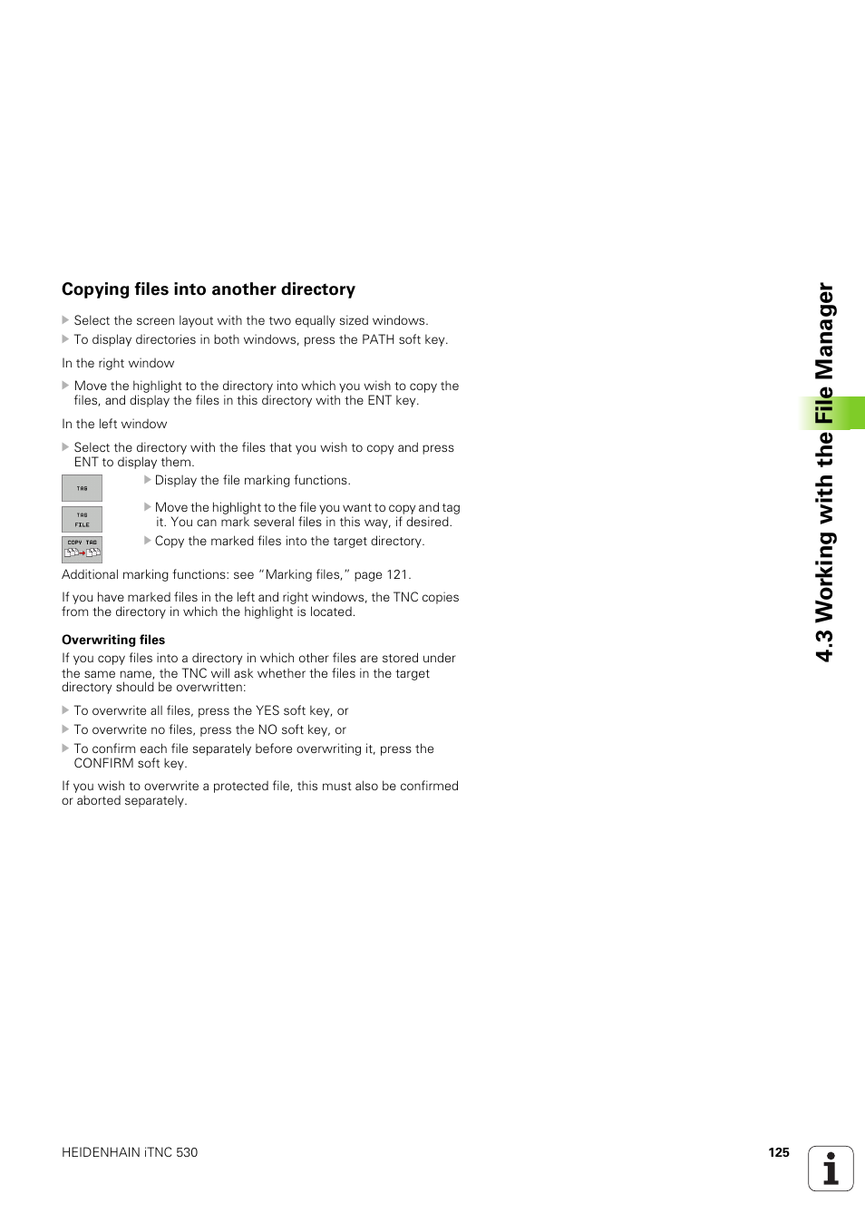 Copying files into another directory, 3 w o rking with the file manag er | HEIDENHAIN iTNC 530 (340 49x-03) ISO programming User Manual | Page 125 / 675