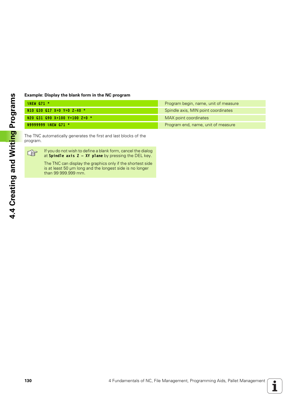 4 cr eating and w riting pr ogr ams | HEIDENHAIN iTNC 530 (340 49x-03) ISO programming User Manual | Page 130 / 675