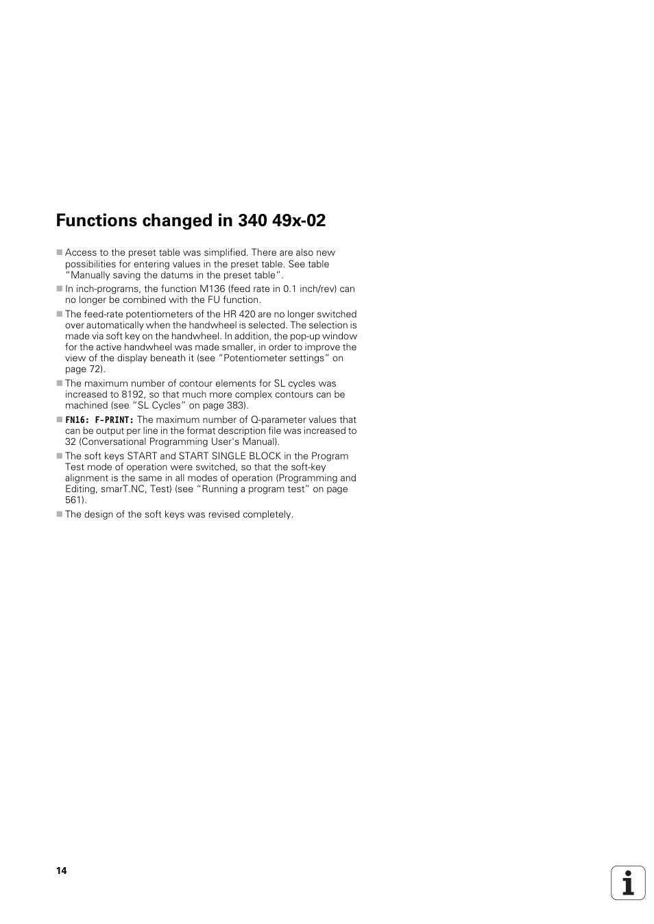 Functions changed in 340 49x-02 | HEIDENHAIN iTNC 530 (340 49x-03) ISO programming User Manual | Page 14 / 675