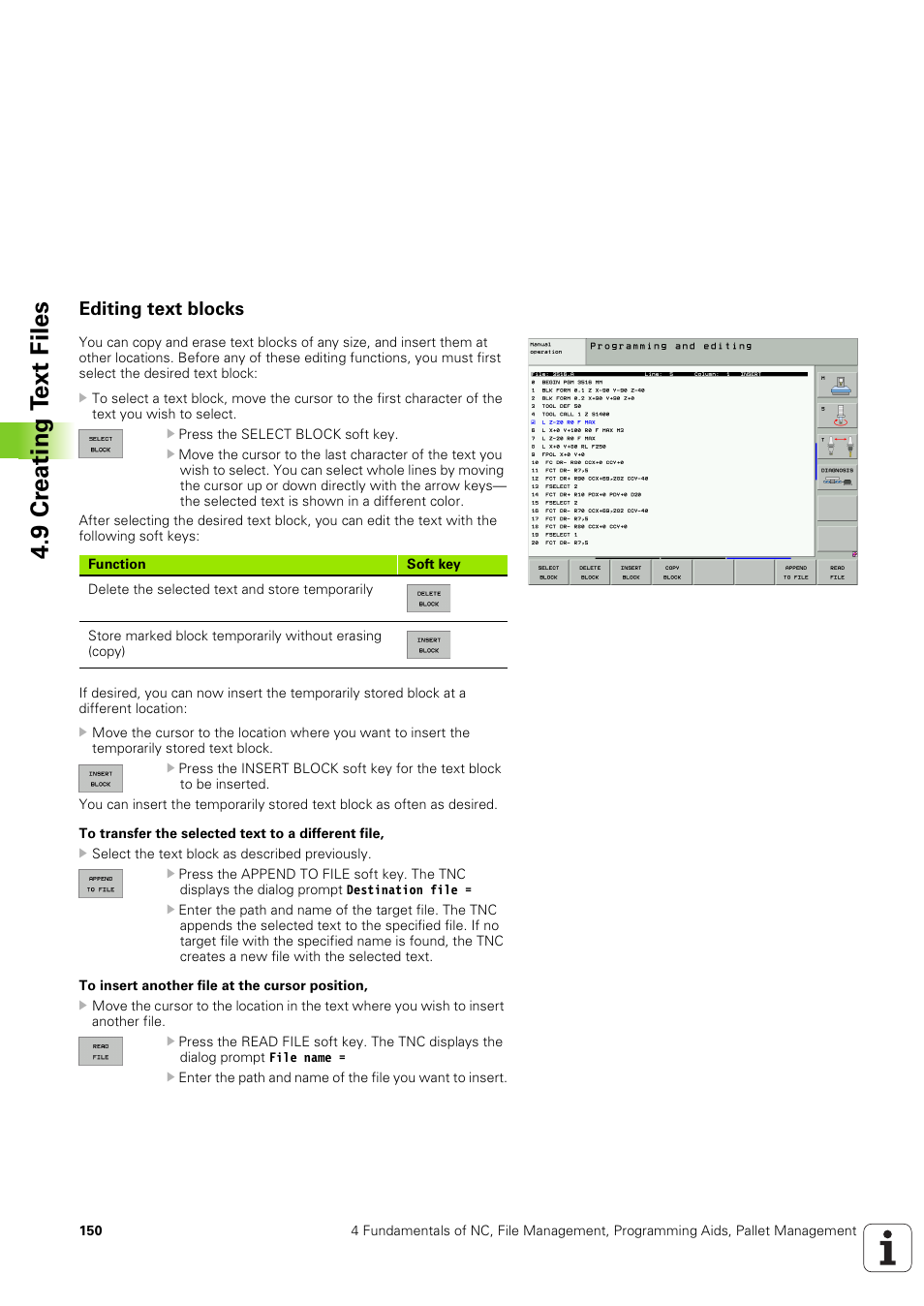 Editing text blocks, 9 cr eating t ext files | HEIDENHAIN iTNC 530 (340 49x-03) ISO programming User Manual | Page 150 / 675