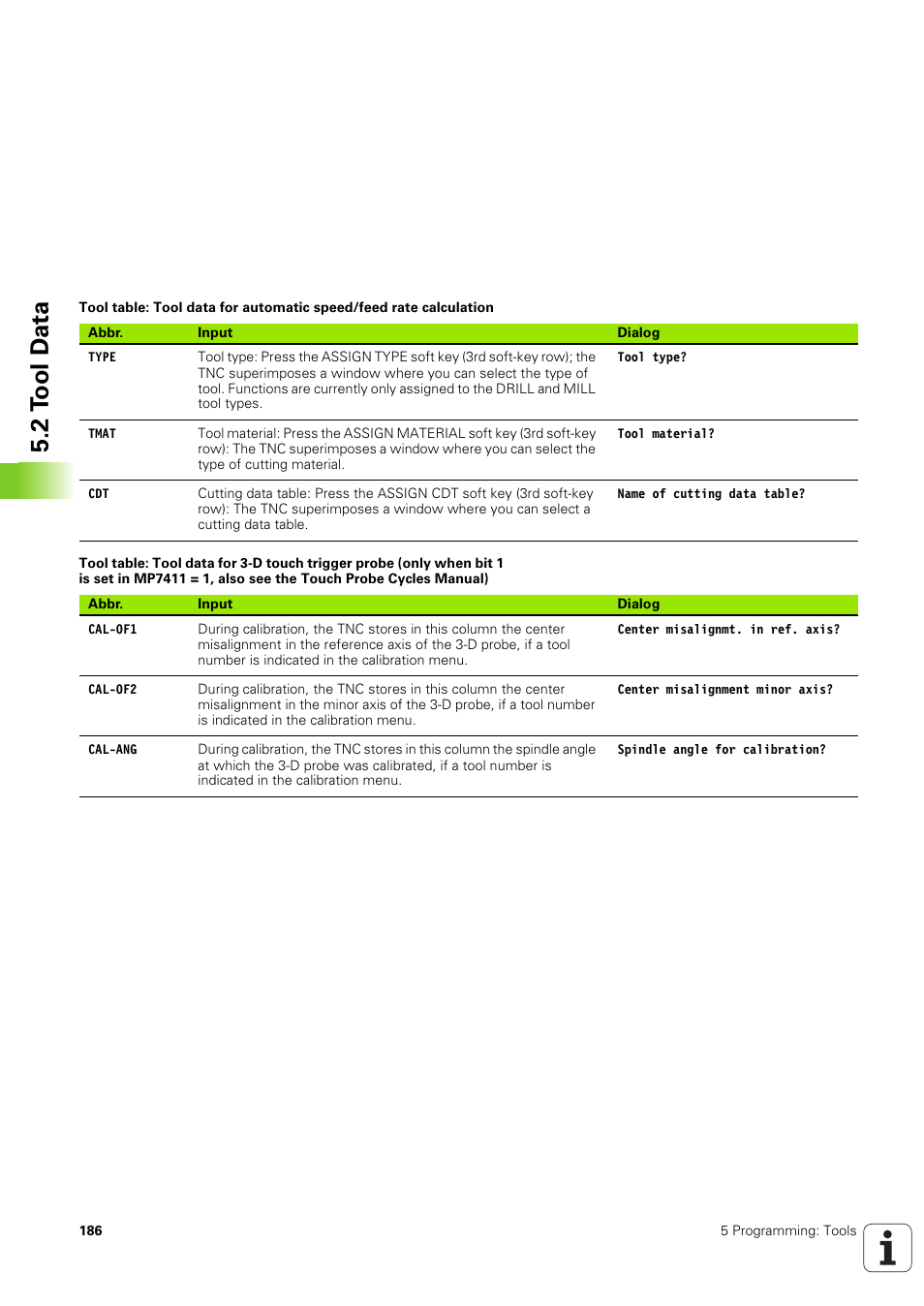 2 t o ol d ata | HEIDENHAIN iTNC 530 (340 49x-03) ISO programming User Manual | Page 186 / 675