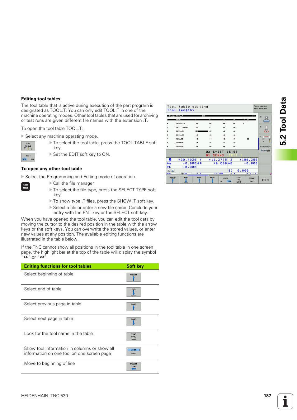 2 t o ol d ata | HEIDENHAIN iTNC 530 (340 49x-03) ISO programming User Manual | Page 187 / 675