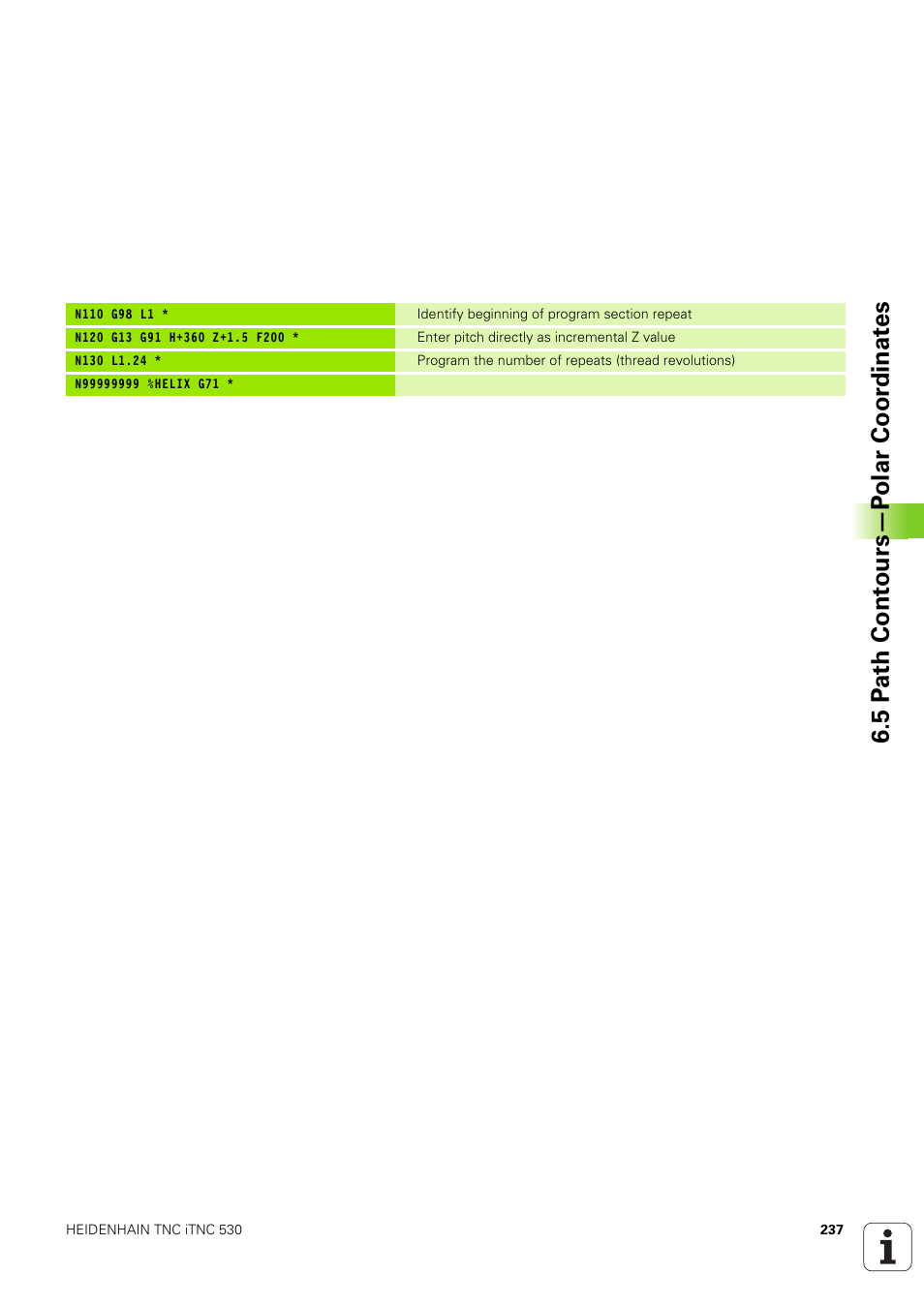 5 p ath cont ours—p olar coor dinat es | HEIDENHAIN iTNC 530 (340 49x-03) ISO programming User Manual | Page 237 / 675