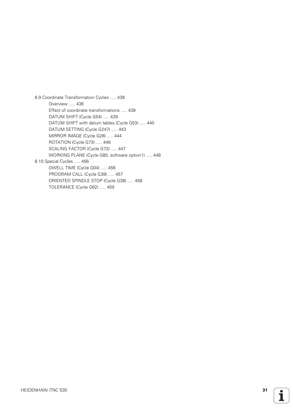 HEIDENHAIN iTNC 530 (340 49x-03) ISO programming User Manual | Page 31 / 675