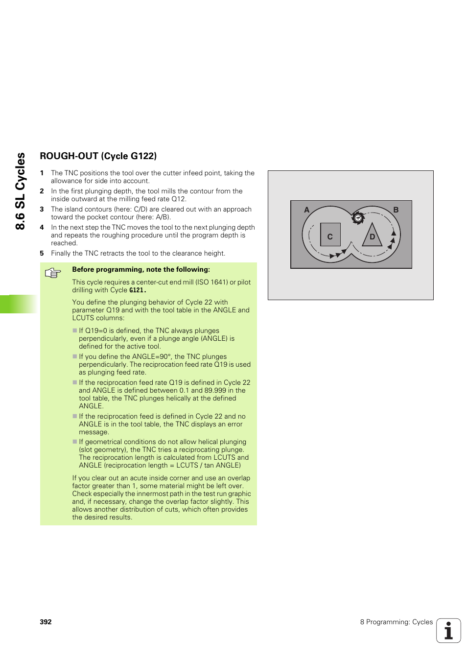 Rough-out (cycle g122), 6 sl cy cles | HEIDENHAIN iTNC 530 (340 49x-03) ISO programming User Manual | Page 392 / 675