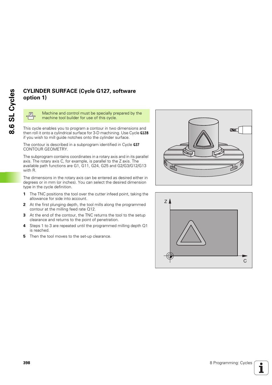 Cylinder surface (cycle g127, software option 1), 6 sl cy cles | HEIDENHAIN iTNC 530 (340 49x-03) ISO programming User Manual | Page 398 / 675