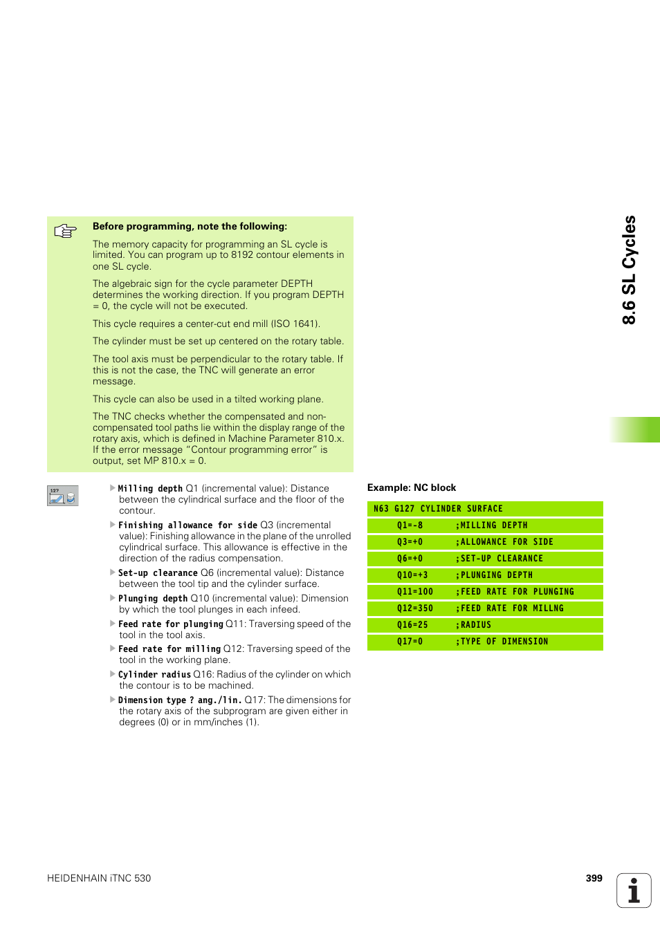 6 sl cy cles | HEIDENHAIN iTNC 530 (340 49x-03) ISO programming User Manual | Page 399 / 675