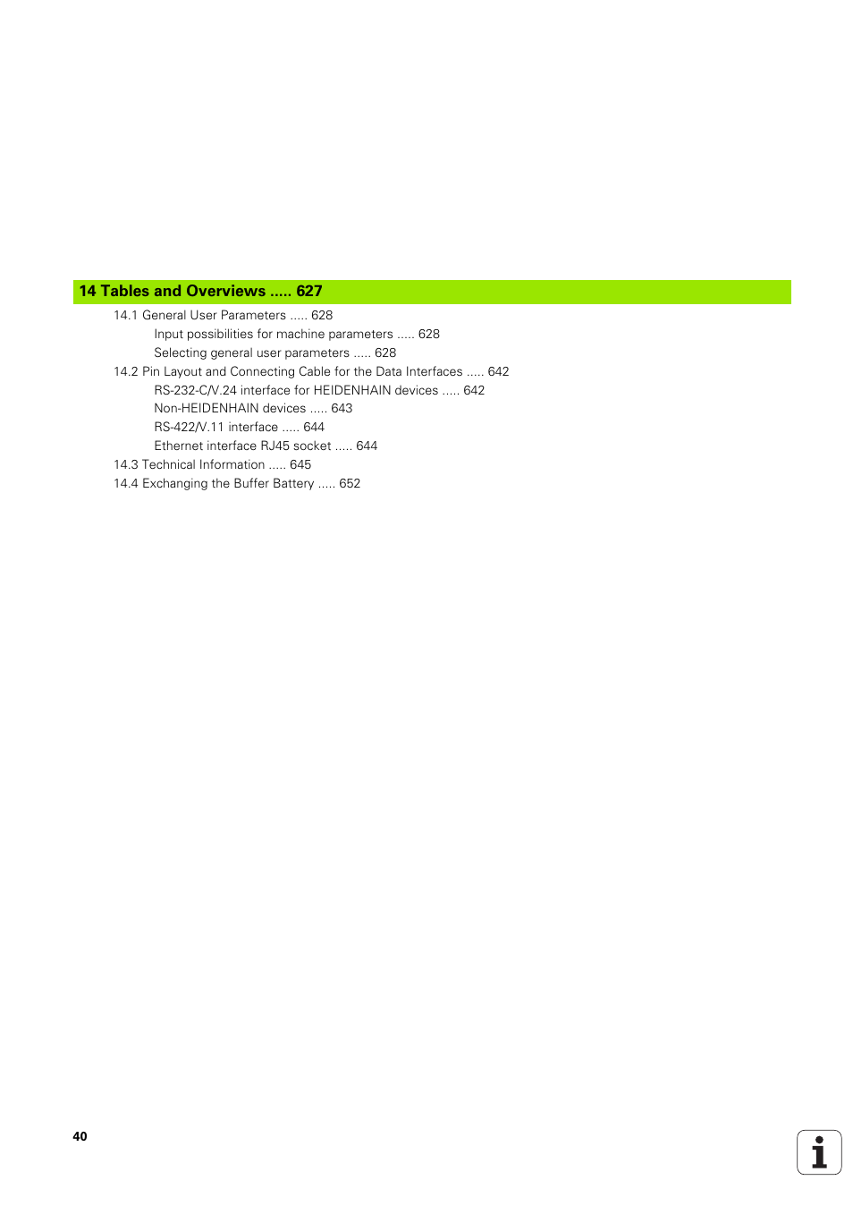 14 tables and overviews, Tables and overviews | HEIDENHAIN iTNC 530 (340 49x-03) ISO programming User Manual | Page 40 / 675