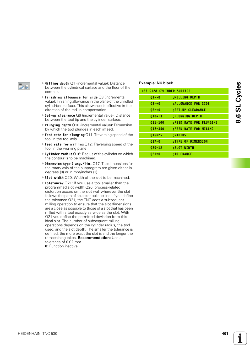 6 sl cy cles | HEIDENHAIN iTNC 530 (340 49x-03) ISO programming User Manual | Page 401 / 675