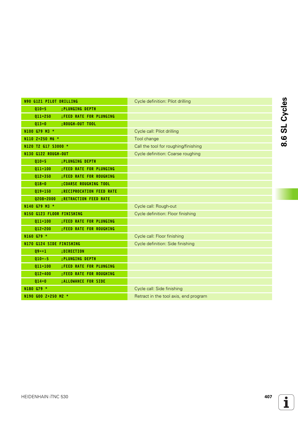 6 sl cy cles | HEIDENHAIN iTNC 530 (340 49x-03) ISO programming User Manual | Page 407 / 675