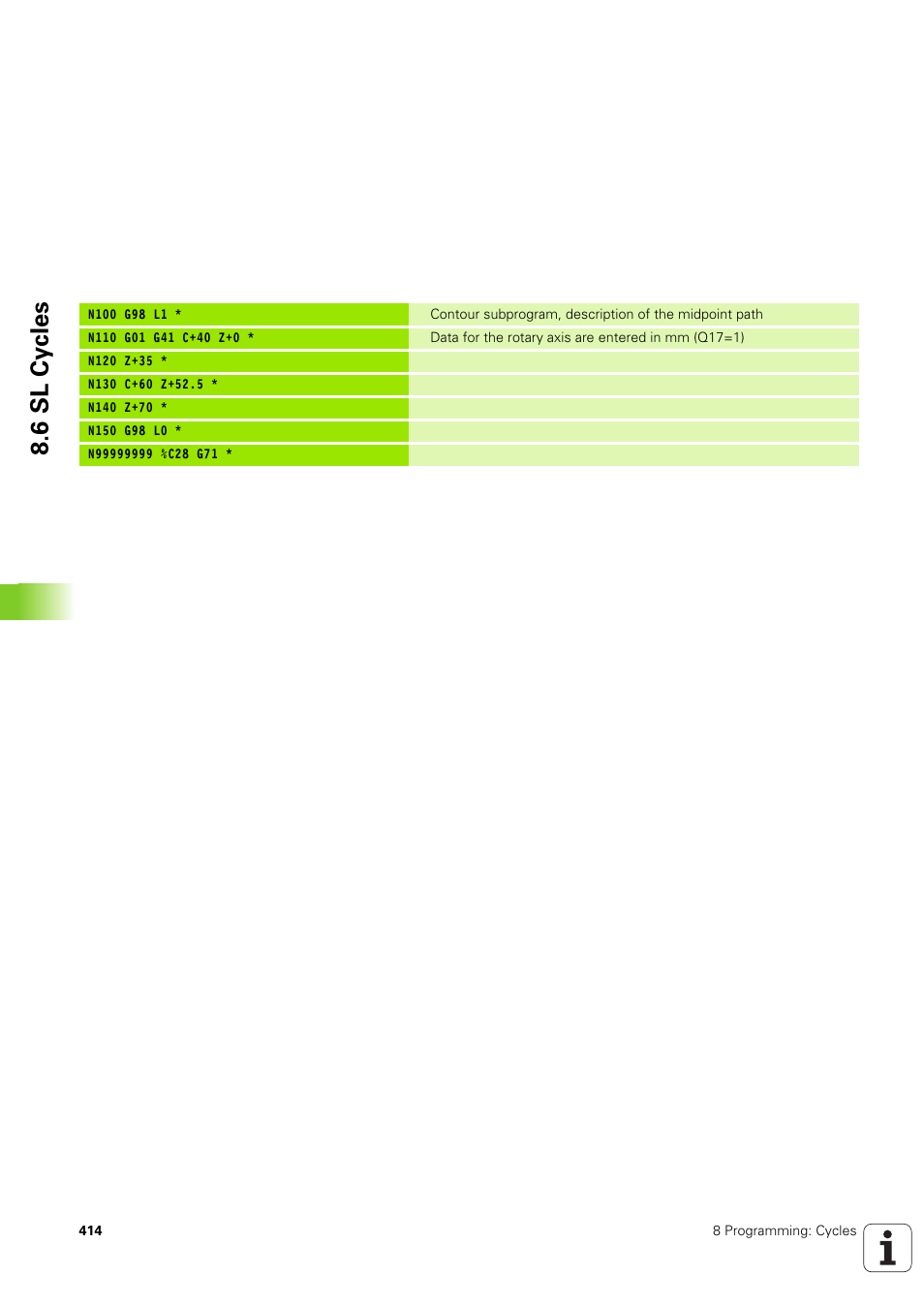 6 sl cy cles | HEIDENHAIN iTNC 530 (340 49x-03) ISO programming User Manual | Page 414 / 675