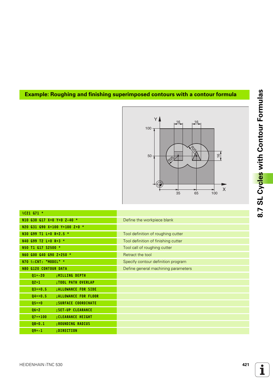 7 sl cy cles with cont our f o rm ulas | HEIDENHAIN iTNC 530 (340 49x-03) ISO programming User Manual | Page 421 / 675