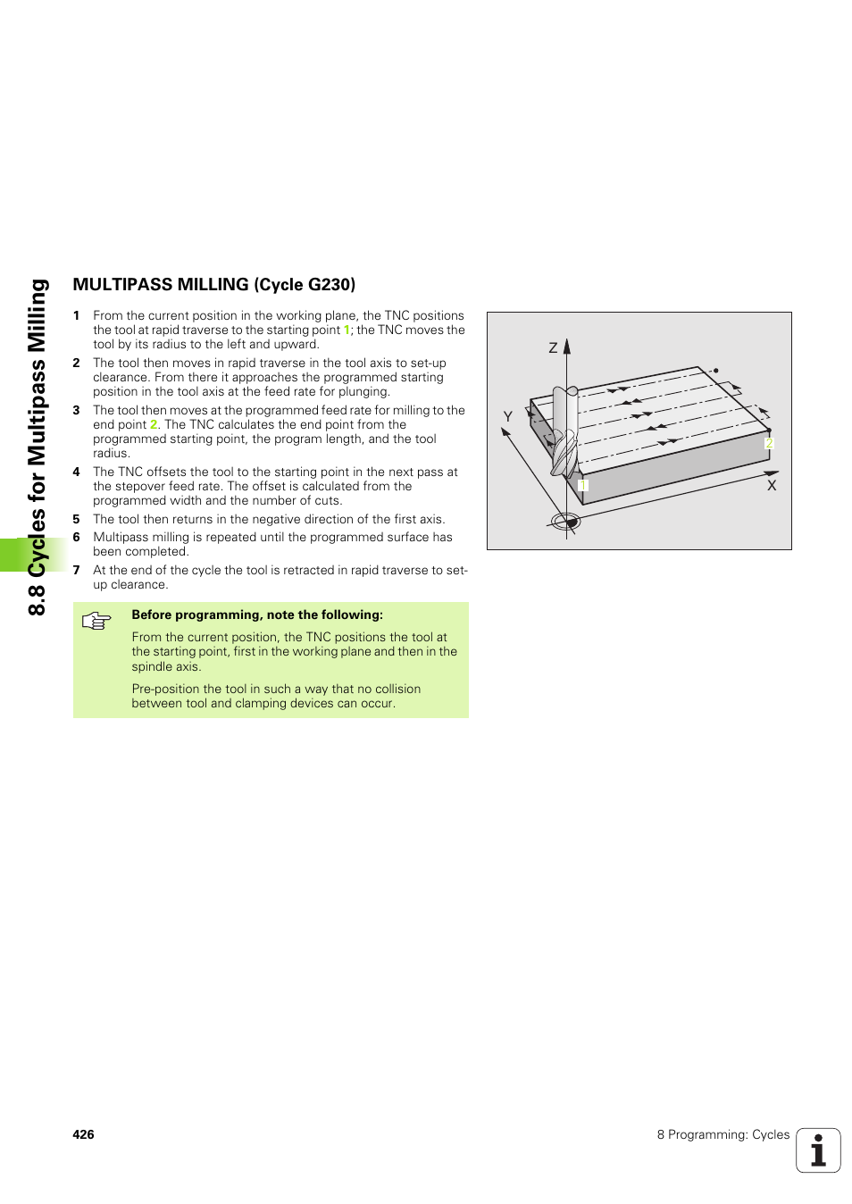 Multipass milling (cycle g230) | HEIDENHAIN iTNC 530 (340 49x-03) ISO programming User Manual | Page 426 / 675