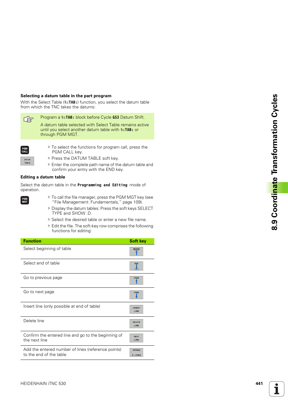 9 coor dinat e t ransf or mation cy cles | HEIDENHAIN iTNC 530 (340 49x-03) ISO programming User Manual | Page 441 / 675