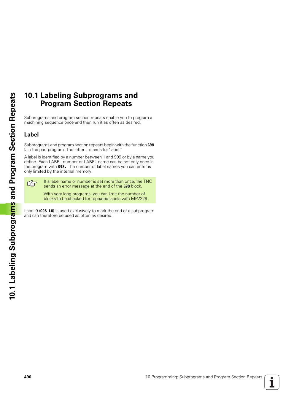 1 labeling subprograms and program section repeats, Label | HEIDENHAIN iTNC 530 (340 49x-03) ISO programming User Manual | Page 490 / 675