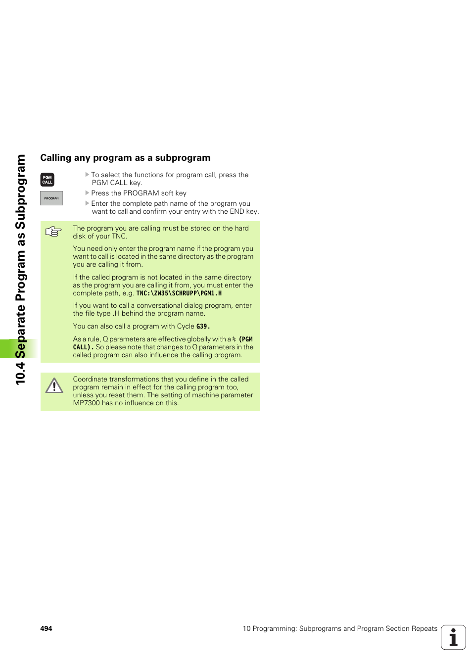 Calling any program as a subprogram | HEIDENHAIN iTNC 530 (340 49x-03) ISO programming User Manual | Page 494 / 675