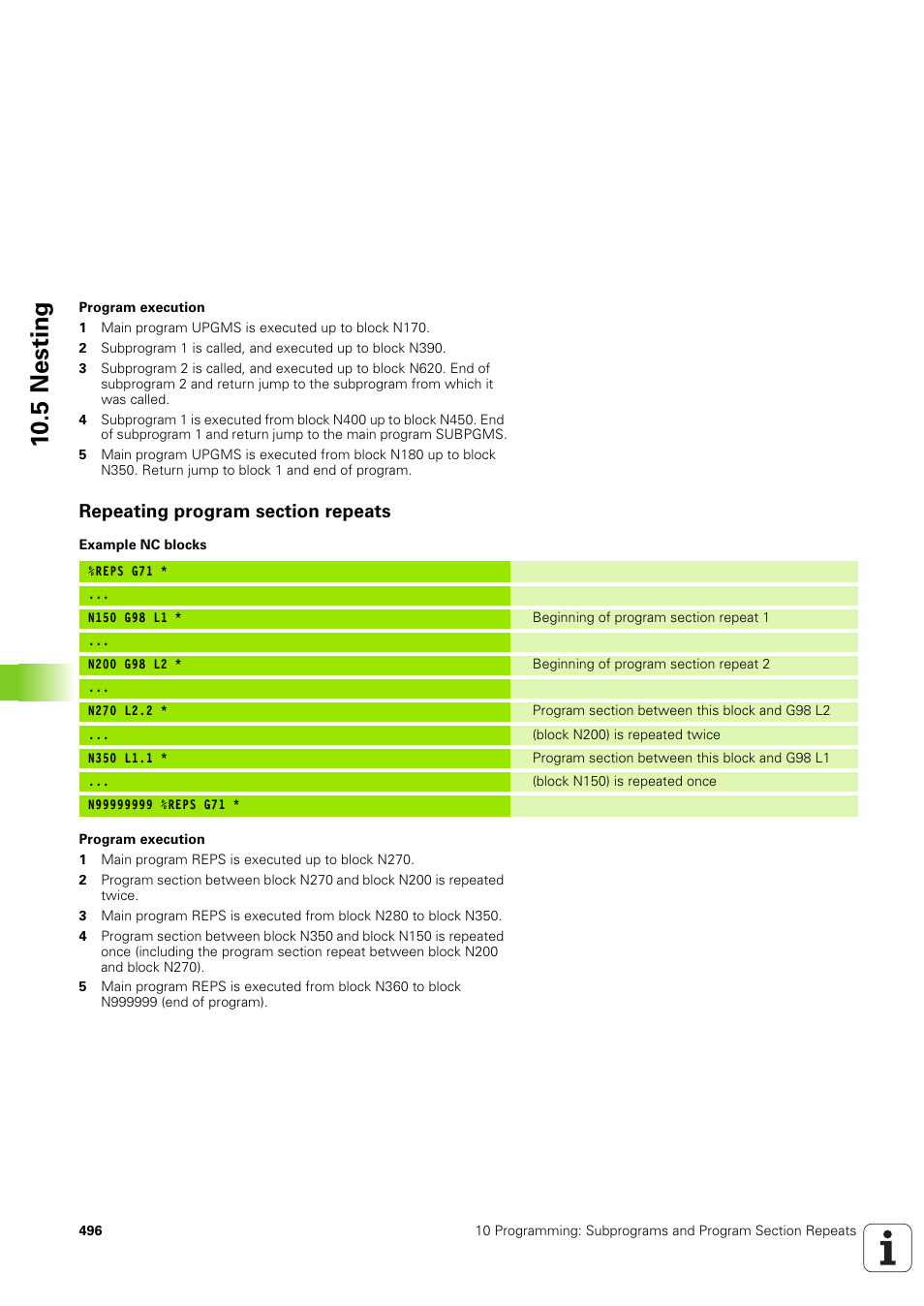 Repeating program section repeats, 5 nesting | HEIDENHAIN iTNC 530 (340 49x-03) ISO programming User Manual | Page 496 / 675
