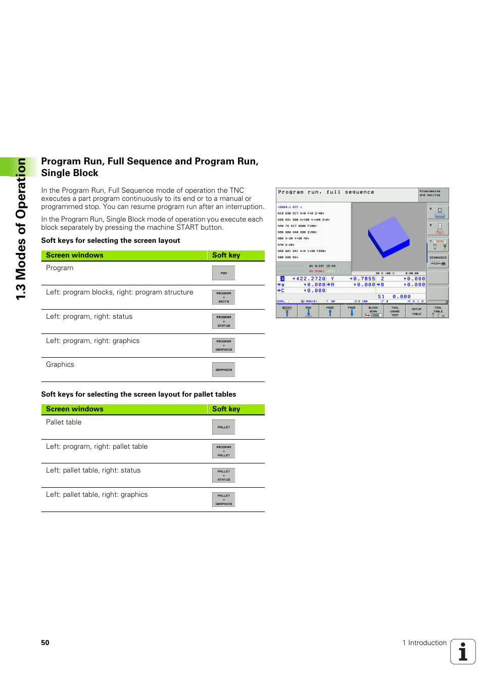 3 modes of oper ation | HEIDENHAIN iTNC 530 (340 49x-03) ISO programming User Manual | Page 50 / 675