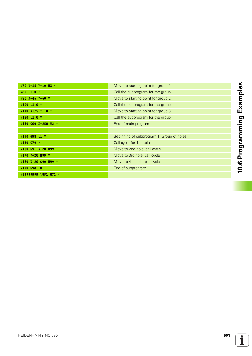 10 .6 pr ogr a mming examples | HEIDENHAIN iTNC 530 (340 49x-03) ISO programming User Manual | Page 501 / 675