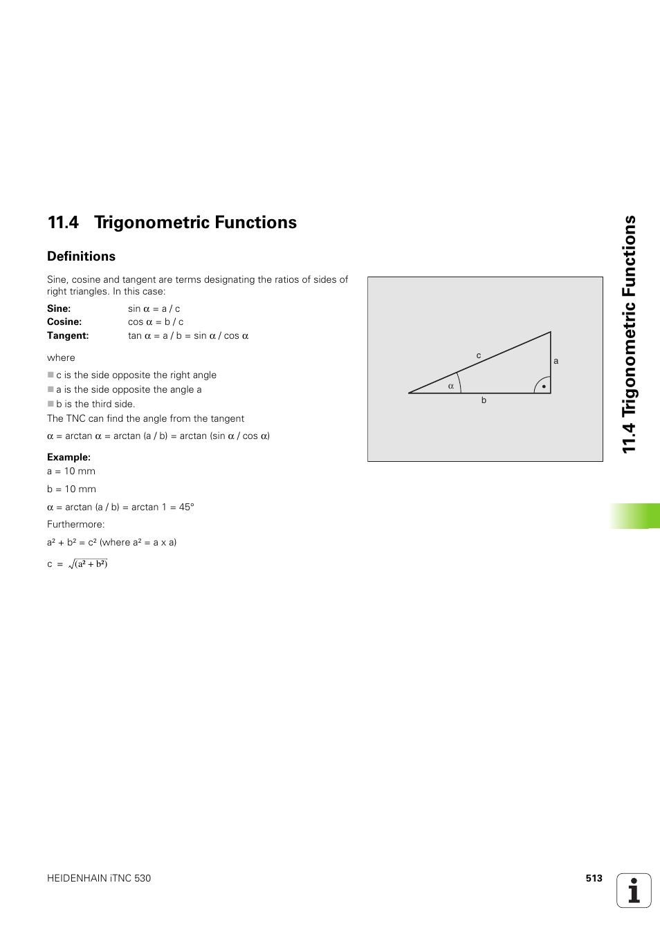 4 trigonometric functions, Definitions | HEIDENHAIN iTNC 530 (340 49x-03) ISO programming User Manual | Page 513 / 675