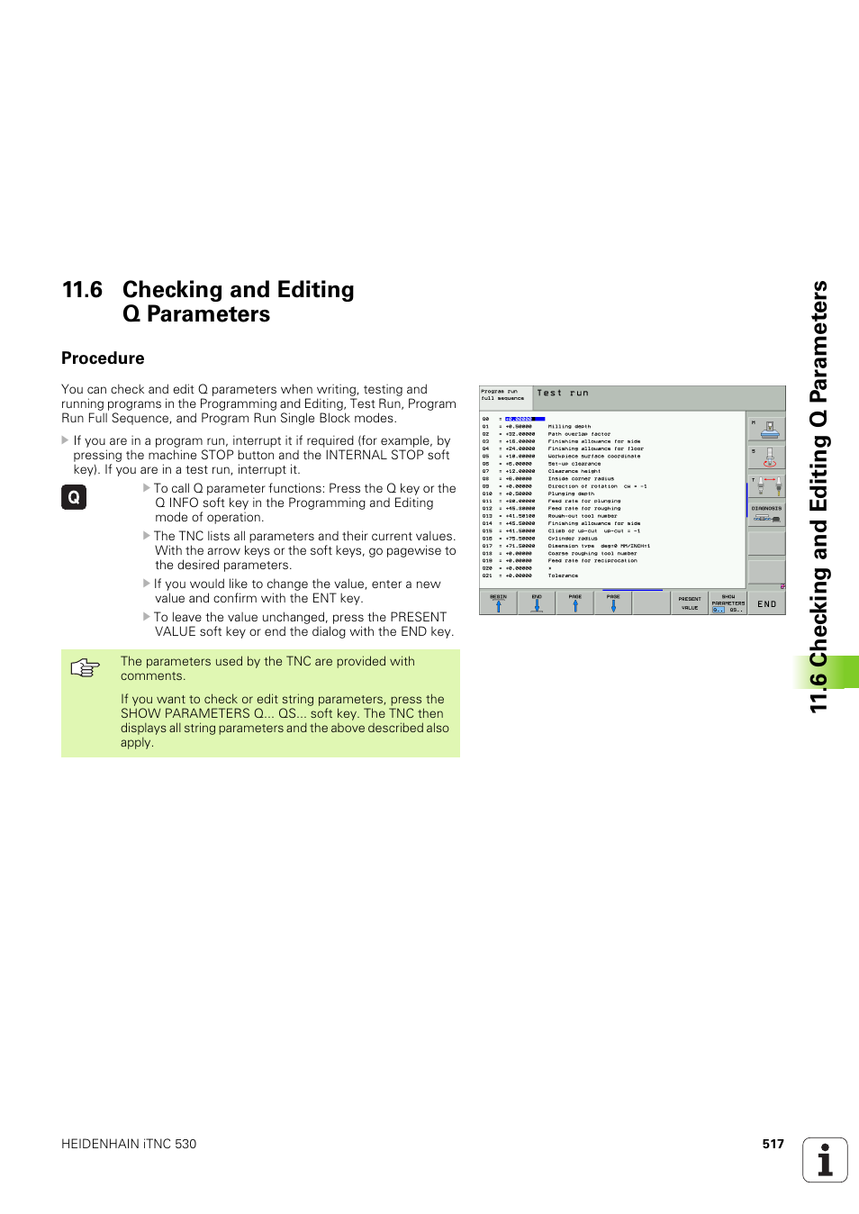 6 checking and editing q parameters, Procedure | HEIDENHAIN iTNC 530 (340 49x-03) ISO programming User Manual | Page 517 / 675