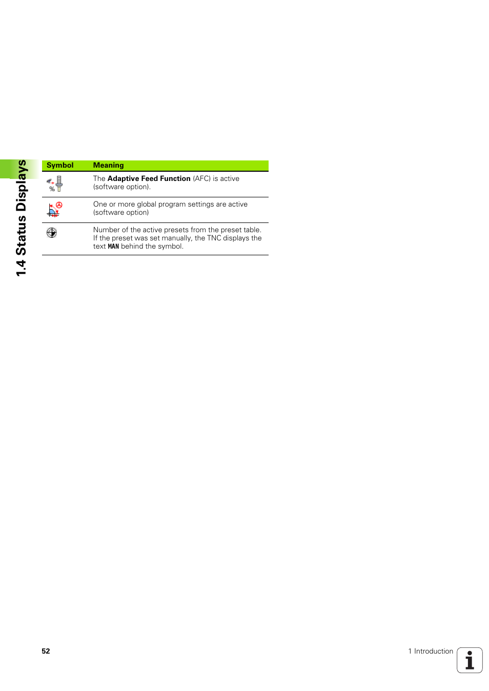 4 stat us displa ys | HEIDENHAIN iTNC 530 (340 49x-03) ISO programming User Manual | Page 52 / 675