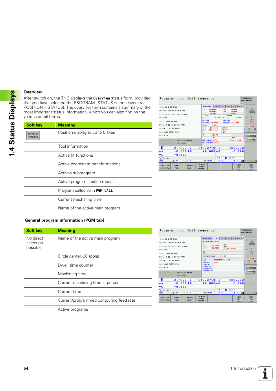 4 stat us displa ys | HEIDENHAIN iTNC 530 (340 49x-03) ISO programming User Manual | Page 54 / 675