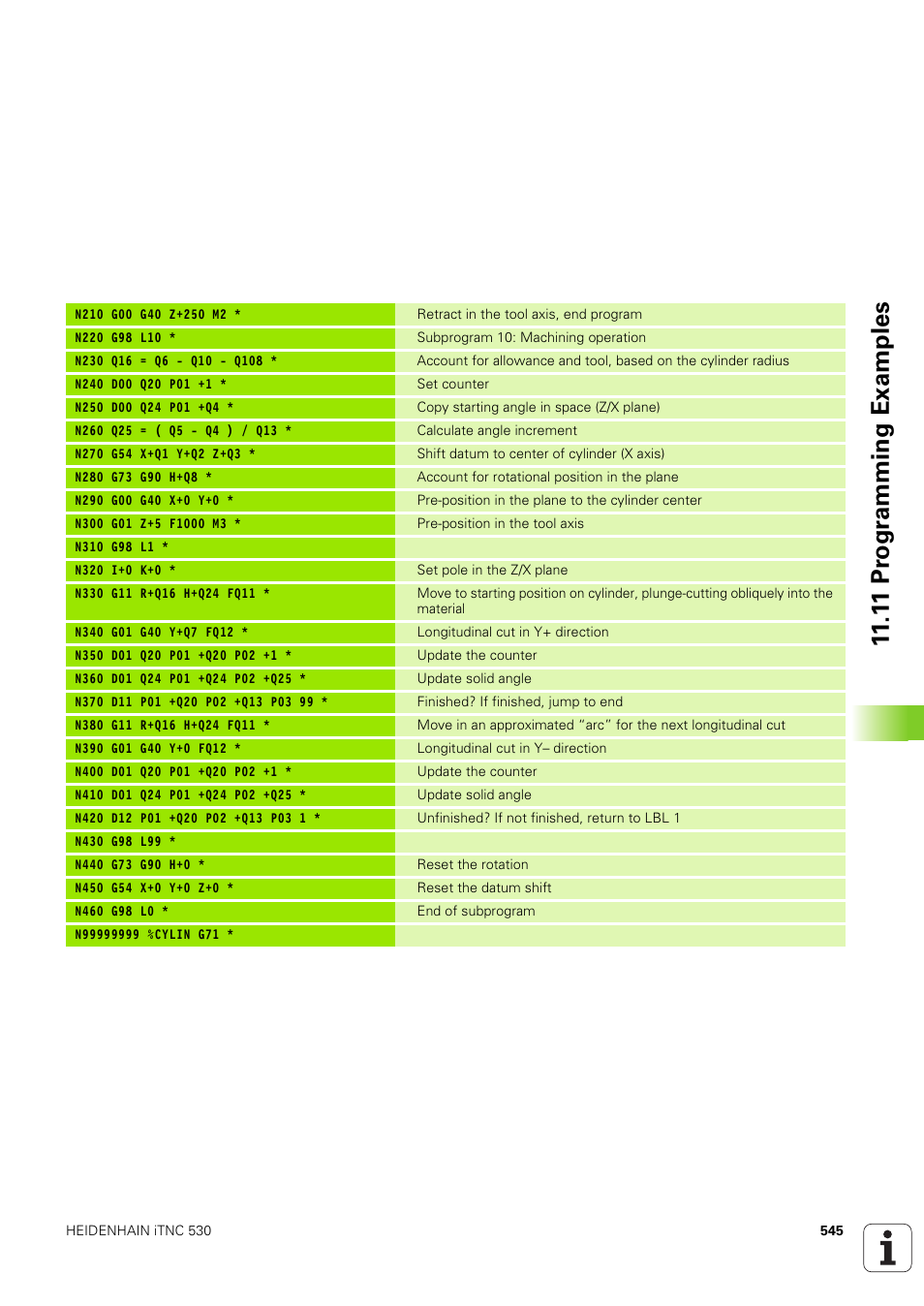 1 1 pr ogr amming examples | HEIDENHAIN iTNC 530 (340 49x-03) ISO programming User Manual | Page 545 / 675