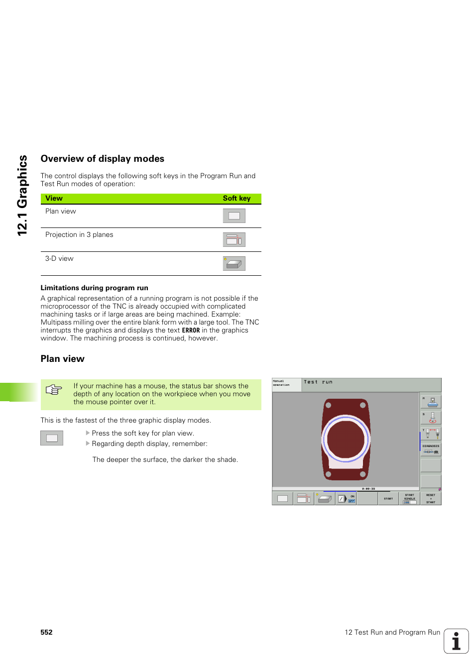 Overview of display modes, Plan view, 1 gr ap hics | HEIDENHAIN iTNC 530 (340 49x-03) ISO programming User Manual | Page 552 / 675