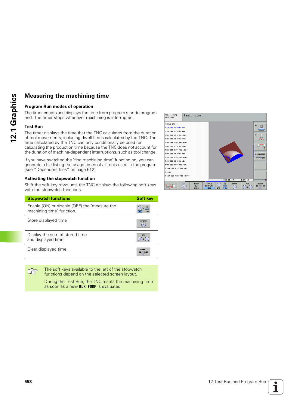 Measuring the machining time, 1 gr ap hics | HEIDENHAIN iTNC 530 (340 49x-03) ISO programming User Manual | Page 558 / 675