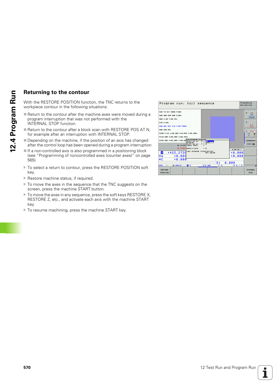 Returning to the contour, 4 pr ogr am run | HEIDENHAIN iTNC 530 (340 49x-03) ISO programming User Manual | Page 570 / 675