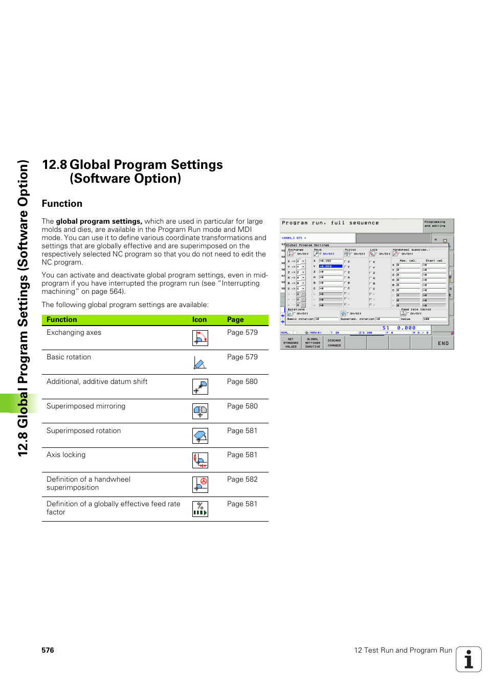 8 global program settings (software option), Function | HEIDENHAIN iTNC 530 (340 49x-03) ISO programming User Manual | Page 576 / 675