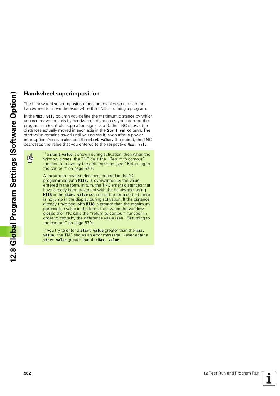 Handwheel superimposition, 8 global pr ogr a m set tings (sof tw ar e option) | HEIDENHAIN iTNC 530 (340 49x-03) ISO programming User Manual | Page 582 / 675