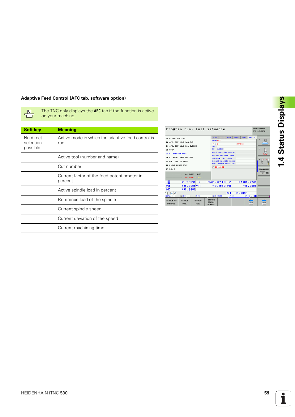 4 stat us displa ys | HEIDENHAIN iTNC 530 (340 49x-03) ISO programming User Manual | Page 59 / 675