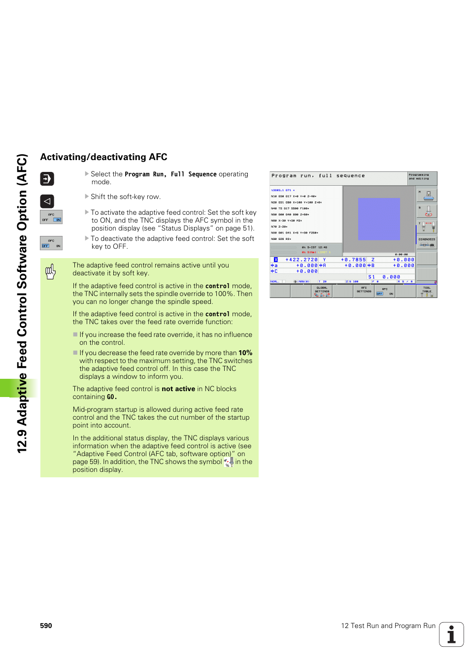 Activating/deactivating afc | HEIDENHAIN iTNC 530 (340 49x-03) ISO programming User Manual | Page 590 / 675