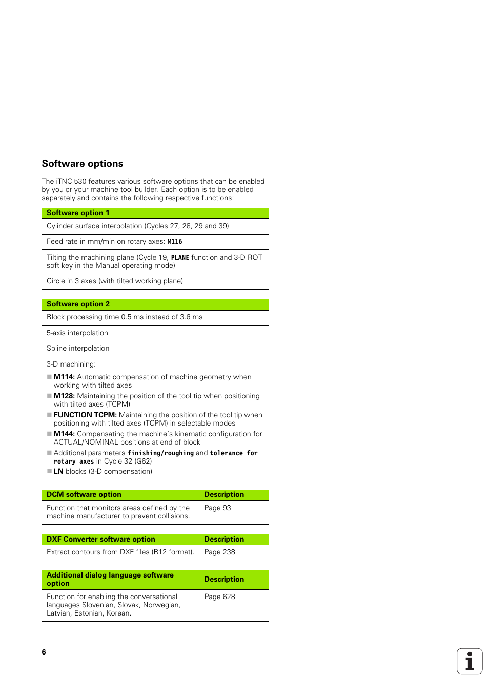 Software options | HEIDENHAIN iTNC 530 (340 49x-03) ISO programming User Manual | Page 6 / 675