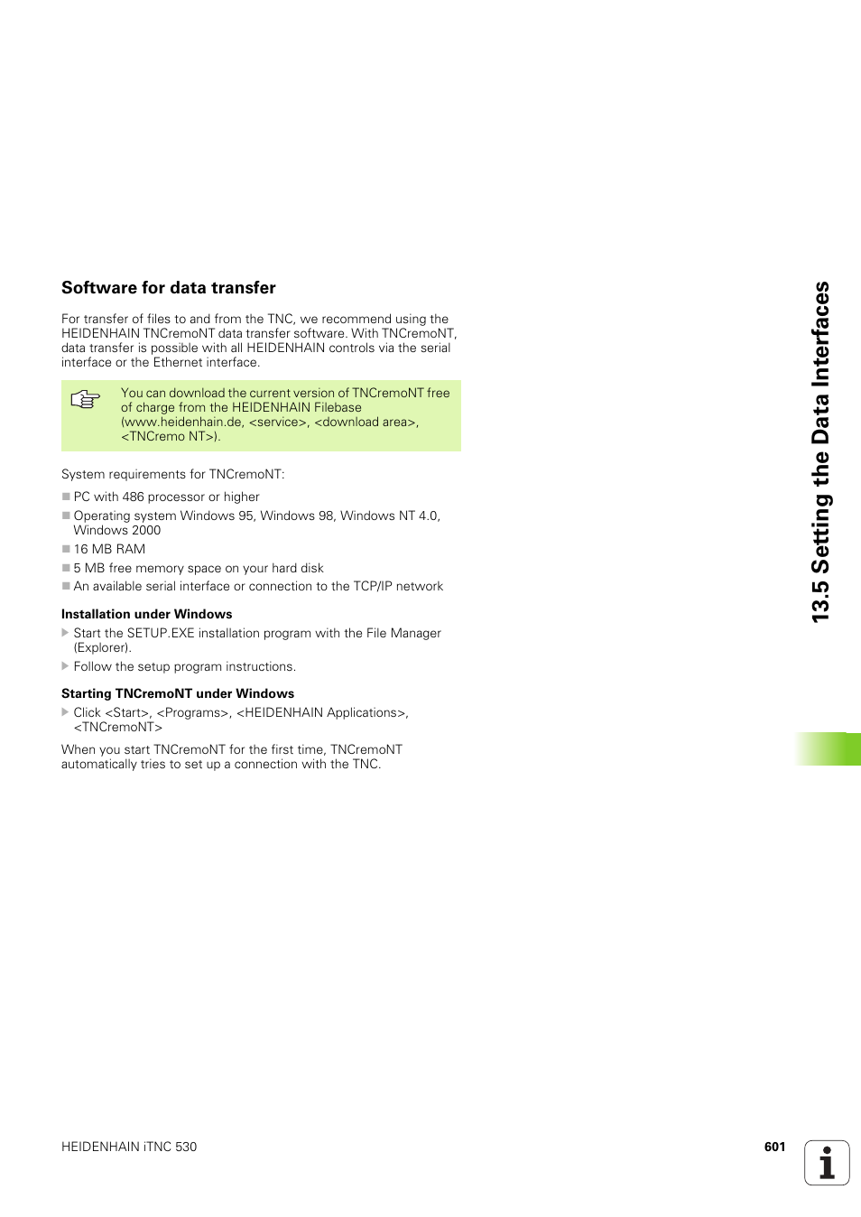 Software for data transfer, 5 set ting the d a ta int e rf aces | HEIDENHAIN iTNC 530 (340 49x-03) ISO programming User Manual | Page 601 / 675