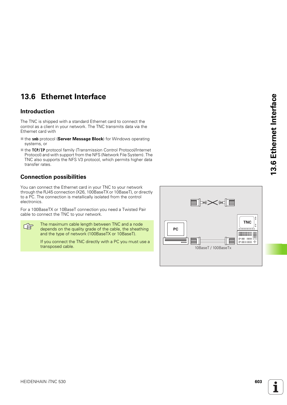 6 ethernet interface, Introduction, Connection possibilities | 6 ether n et int e rf ace 13.6 ethernet interface | HEIDENHAIN iTNC 530 (340 49x-03) ISO programming User Manual | Page 603 / 675