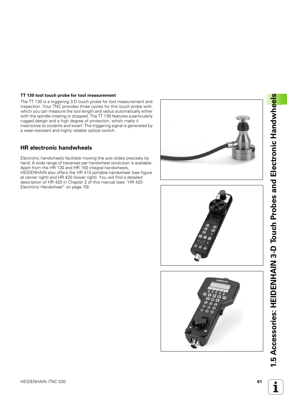 Hr electronic handwheels | HEIDENHAIN iTNC 530 (340 49x-03) ISO programming User Manual | Page 61 / 675