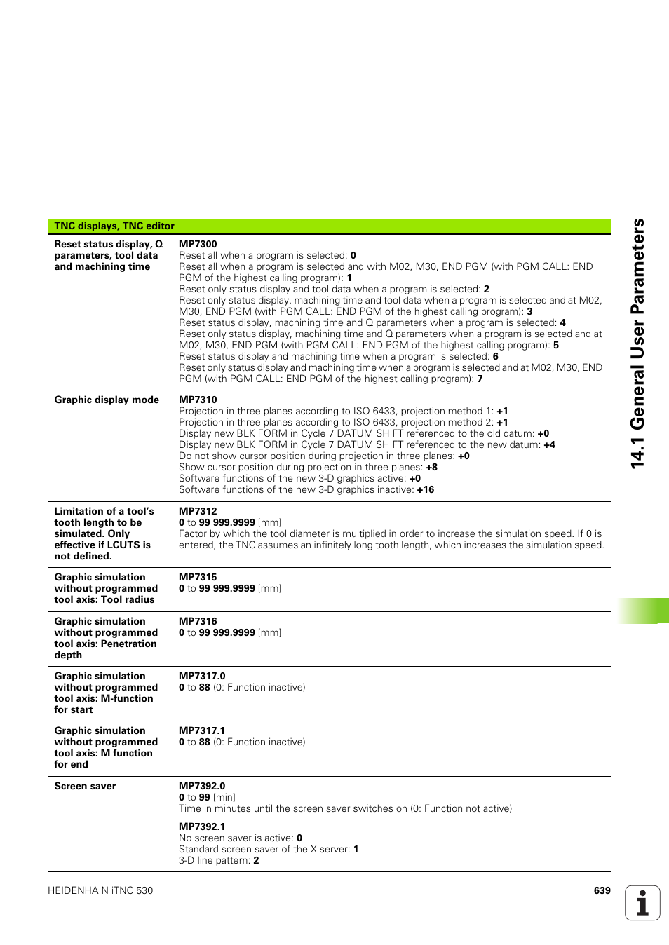 1 gener a l user p a ra met e rs | HEIDENHAIN iTNC 530 (340 49x-03) ISO programming User Manual | Page 639 / 675