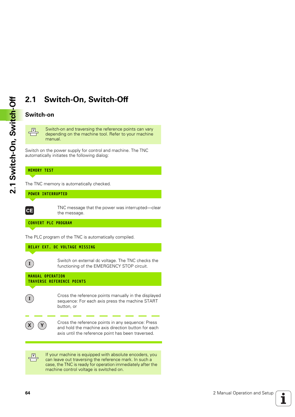 1 switch-on, switch-off, Switch-on | HEIDENHAIN iTNC 530 (340 49x-03) ISO programming User Manual | Page 64 / 675