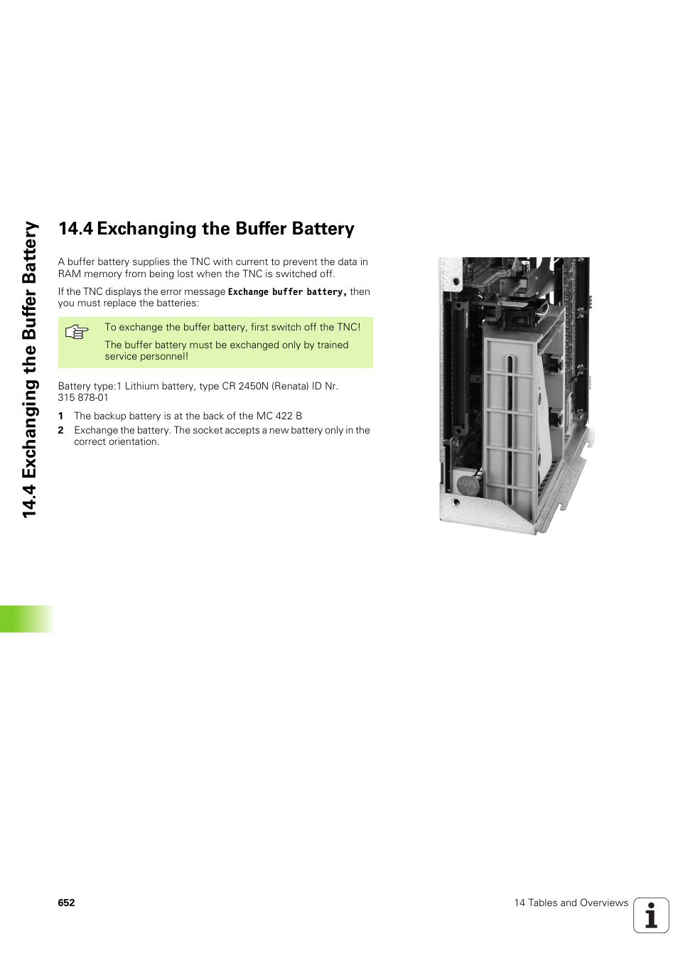 4 exchanging the buffer battery | HEIDENHAIN iTNC 530 (340 49x-03) ISO programming User Manual | Page 652 / 675