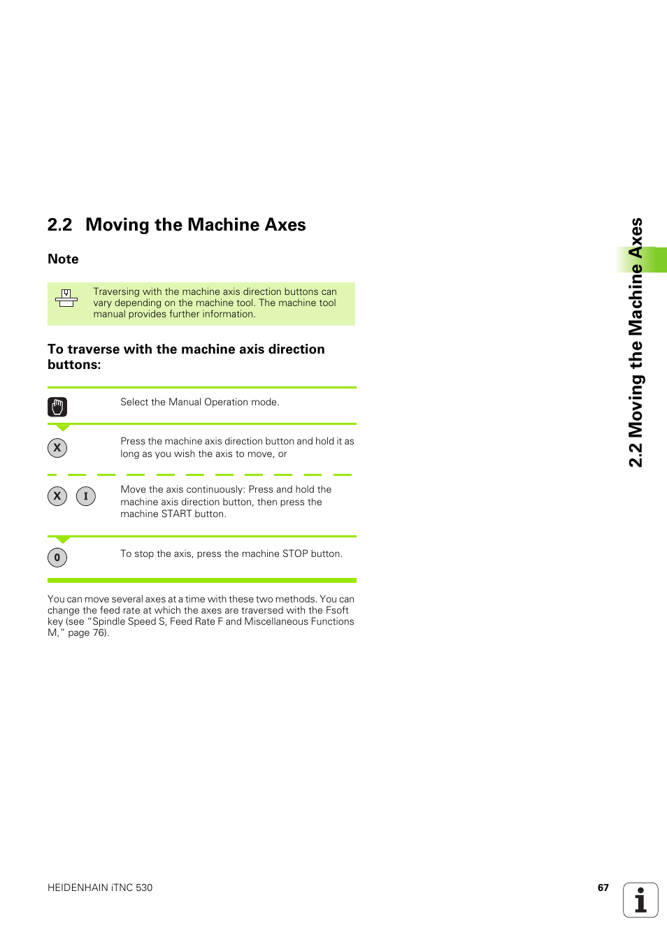 2 moving the machine axes, Note | HEIDENHAIN iTNC 530 (340 49x-03) ISO programming User Manual | Page 67 / 675