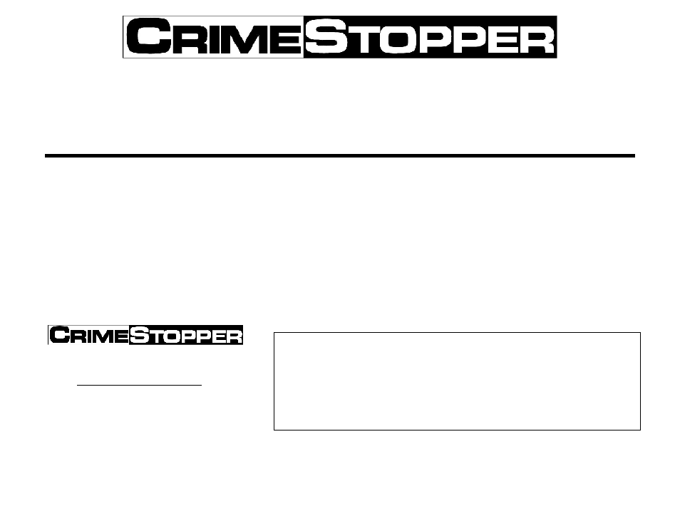 Crimestopper Security Products SP-100 User Manual | 16 pages